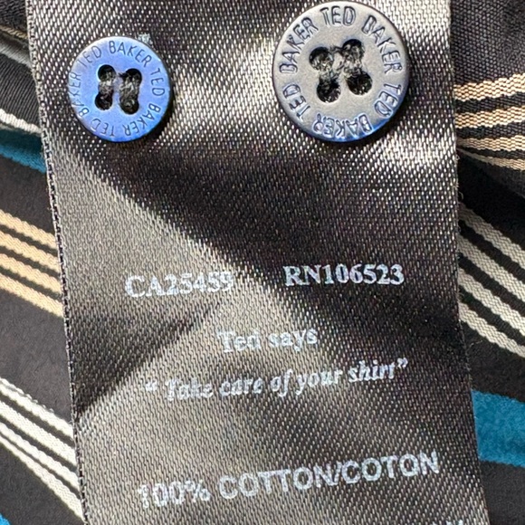 Ted Baker Striped Sateen Finish 100% Cotton Button Down Shirt | Size 2 (S) - Picture 5 of 11